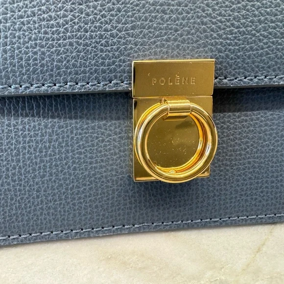 Polene Numero Sept Mini Handbag in Rare Blue Textured Leather - Picture 6 of 13